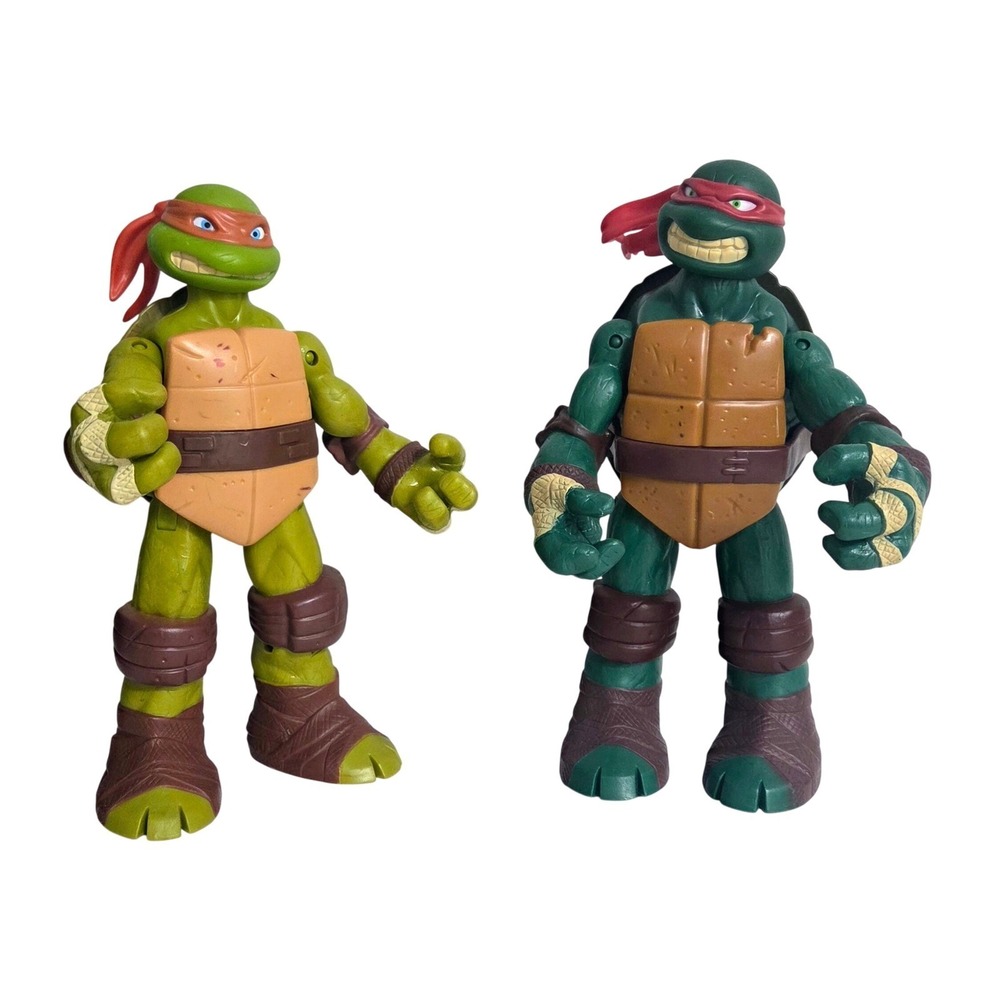 TMNT Raphael Michelangelo 10 inch Action Figures‎ 2012 Playmates Toys Set of 2